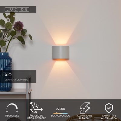 Lucide XIO - Lámpara de pared - LED Regul. - G9 - 1x3,5W 2700K - Ángulo de haz ajustable - Blanco